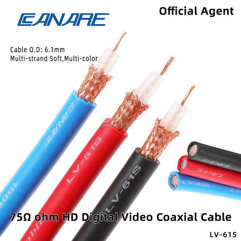 CANARE LV-61S 75Ω HD-SDI BNC สายวิดีโอโคแอกเซียล Analog Digital Lines HDTV ออกอากาศเกียร์ 24 AWG เหมาะกับ RG-59B/U 1M