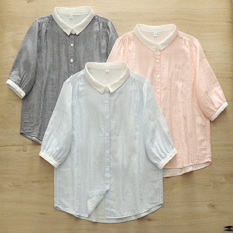 เสื้อผู้หญิง ผ้าฝ้ายสองชั้น แขนสั้น คุณภาพสูง 100% สําหรับผู้หญิง