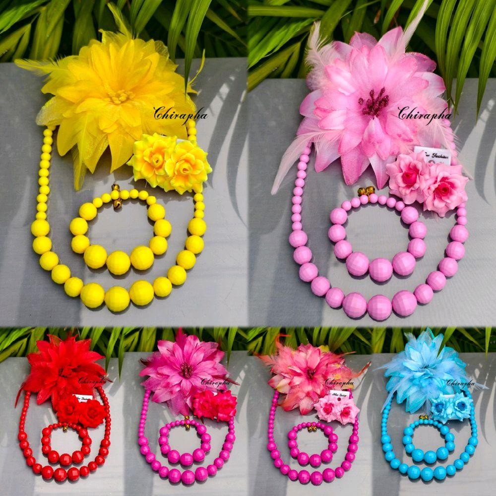เซ็ตเครื่องประดับทองกวาว เครื่องประดับทองกวาว กิ๊บดอกขนนก (เซ็ต4ชิ้น)