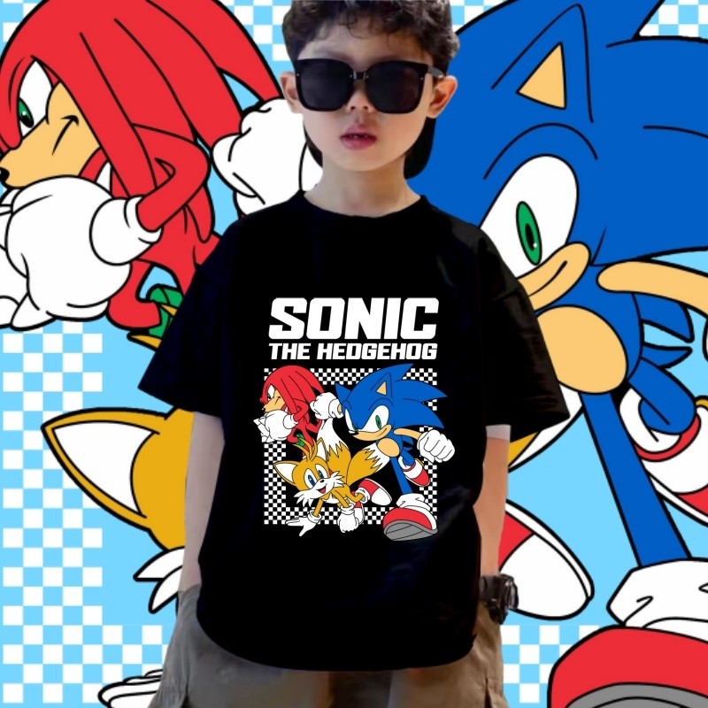 (จัดส่งตลอด 24 ชั่วโมง)เสื้อยืดเด็ก Sonic The Hedgehog Children's Tshirt ผ้าฝ้ายเนื้อนุ่มสี เหมาะสำหรับเด็กผู้ชาย ขนาด