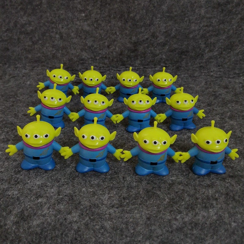 12 ชิ้น/เซ็ต 4 ซม.อะนิเมะของเล่น Story รูป Alien สามตา Extraterrestrial Being รุ่น Q Mini DIY PVC Action Figures ตุ๊กตาของเล่น