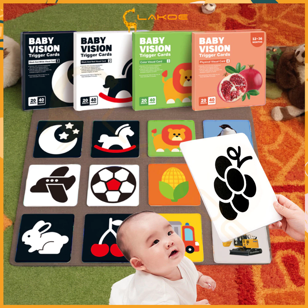 LAKOE การ์ดคำศัพท์ Flash Card การ์ดเสริมพัฒนาการ กระตุ้นการพัฒนาพลังสายตาและสมองของเด็กเป็นเวลา 0-36 เดือน