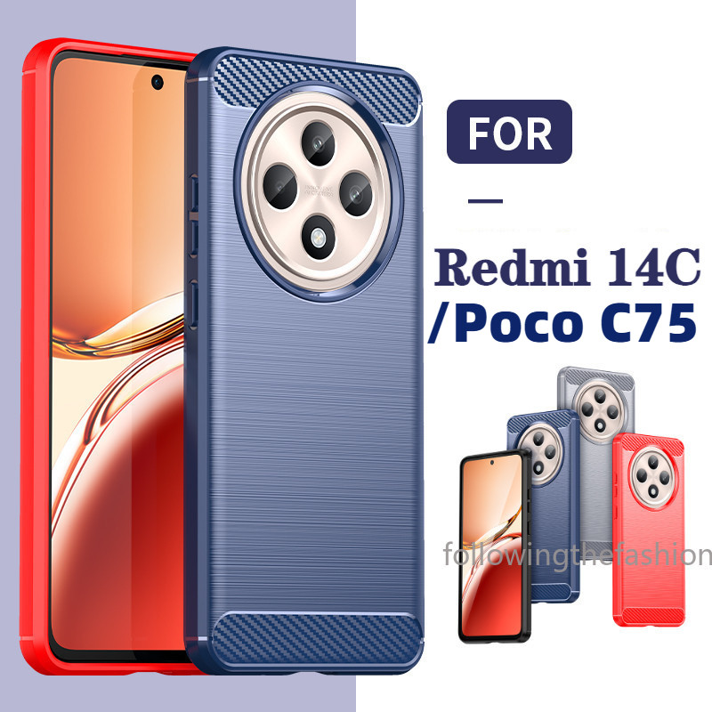 ปลอกสําหรับ Xiaomi Mi Poco C75 4G Poco C 75 C75 4G 2024 เคสโทรศัพท์เกราะคาร์บอนไฟเบอร์ TPU ปลอกซิลิโคนอ่อนนุ่มแฟชั่นป้องกันกันกระแทกฝาหลัง