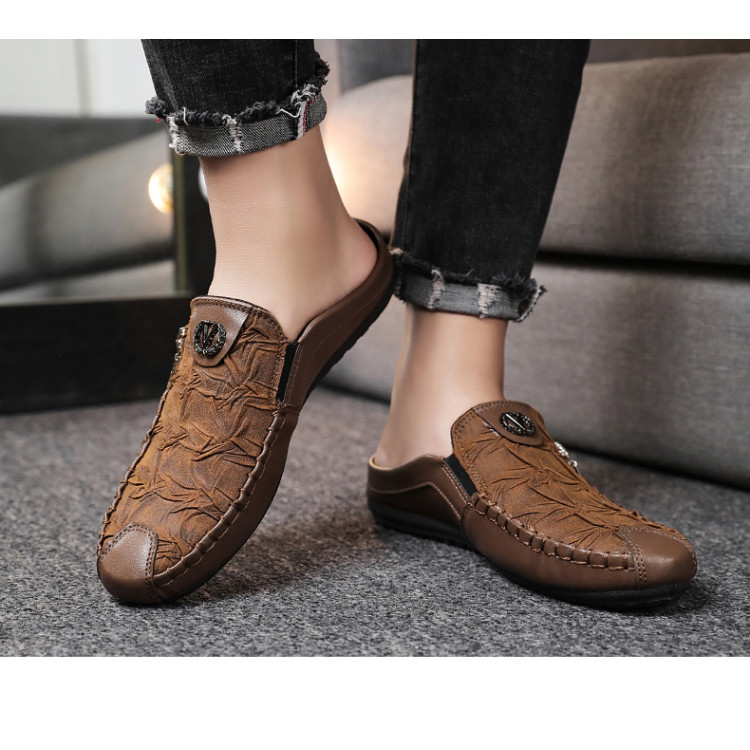 สไตล์ใหม่ครึ่งรองเท้าแตะ เมล็ดถั่ว รองเท้าผู้ชายขนาดใหญ่ฤดูร้อนครึ่งรองเท้าแตะรองเท้าผู้ชายรองเท้าขี้เกียจสบายๆ - รูปที่ 6