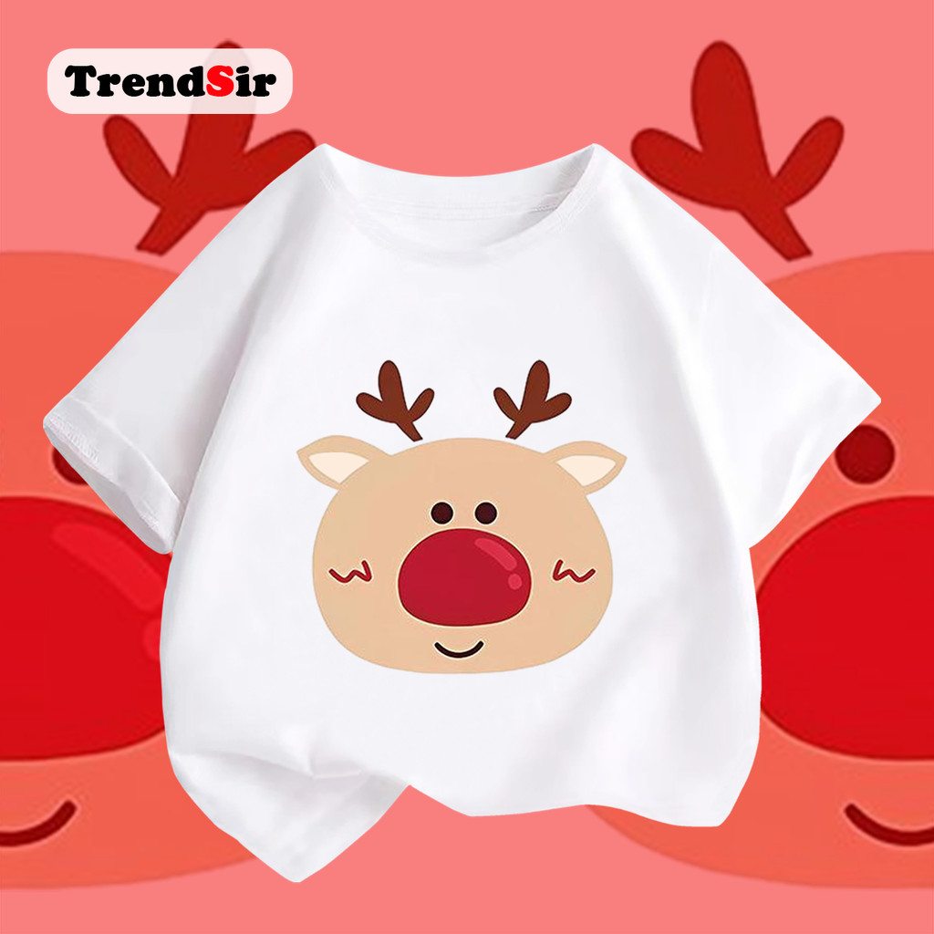 TrendSir ส่งของทุกวัน เสื้อผ้าเด็กสาว kids clothes Christmas สไตล์น่ารัก มาใหม่100%cotton 7สี 100-140