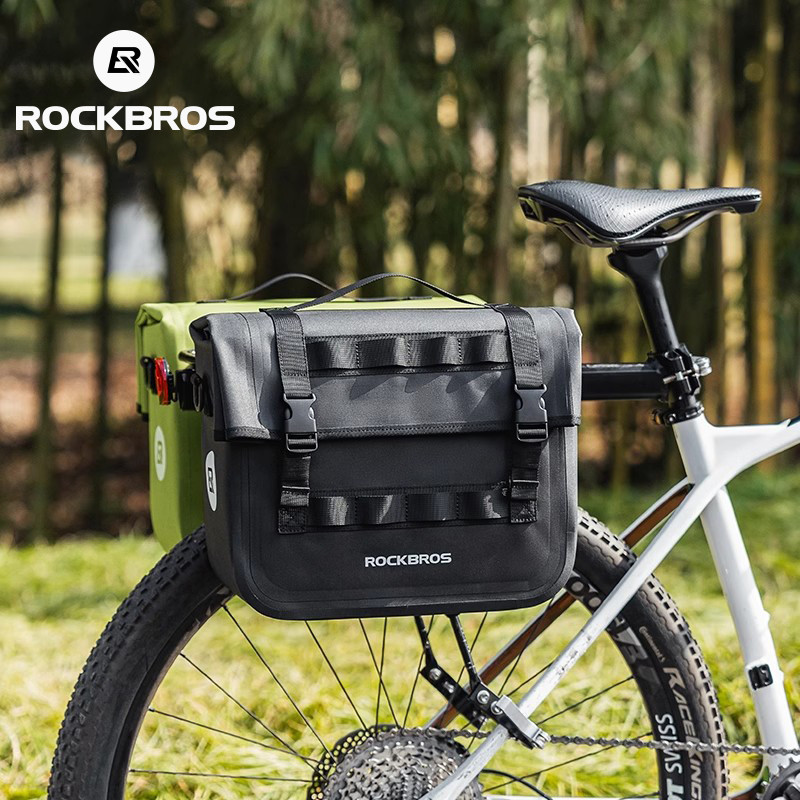 Rockbros ชั้นวางจักรยานกระเป๋ากันน้ําด้านหลัง 15L ความจุสูงมัลติฟังก์ชั่น MTB จักรยานอานกระเป๋าขี่จักรยานอุปกรณ์เสริม