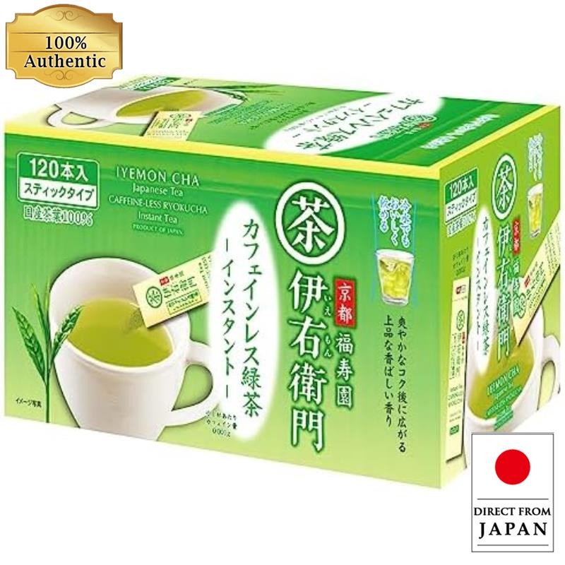 Healthy Tea ชาเพื่อสุขภาพ Uji no Tsuyu Iyemon ชาเขียวสำเร็จรูปไร้คาเฟอีน 120 ชิ้น Decaf/ผงไม่มีคาเฟอ