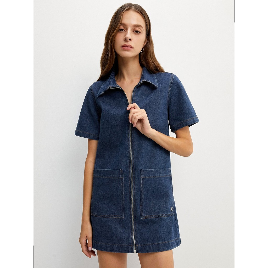 [Pomelo] มินิเดรสผ้าเดนิม / Denim Pocket Mini Dress