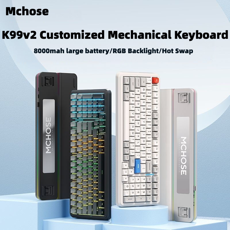 MCHOSE K99 V2 Custom Mechanical Keyboard ปะเก็นโครงสร้าง 2.4g ไร้สายบลูทูธสามโหมด RGB E-sports เกม