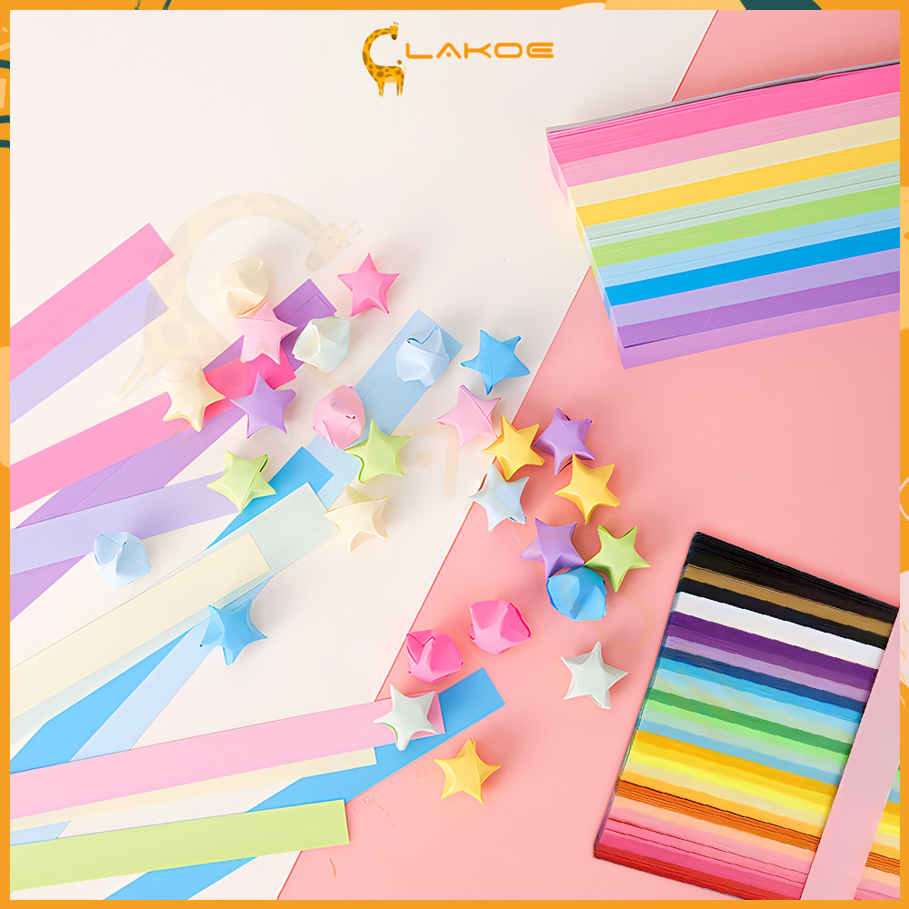 LAKOE กระดาษสี 540แผ่น กระดาษพับดาว สี พาสเทล กระดาษพับ Origami ดาวกระดาษ