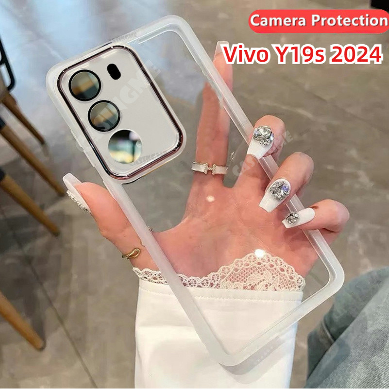 Vivo Y19s 2024 ปลอกโปร่งใสสําหรับ Vivo Y19s VivoY19s Y 19s Y19 S 4G 5G 2024 เคสโทรศัพท์ชุบโปร่งใสนุ่มบางใสกล้องป้องกันปกหลัง