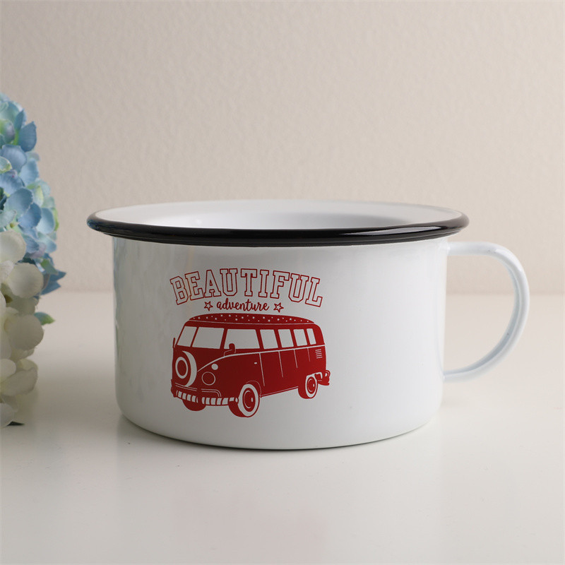 ส่งออก UK Retro Car Series ถ้วยบะหมี่กึ่งสําเร็จรูปแบบหนาพร้อมฝาปิดกล่องอาหารกลางวันชามบะหมี่กึ่งสํา