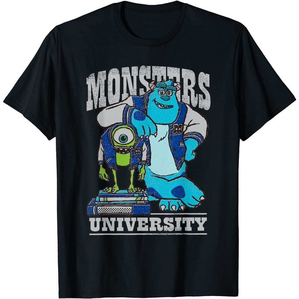 Pixar Animation Monster Power Company Monsters, Inc Pattern Printed Cotton Round Neck Short Sleeveเส
