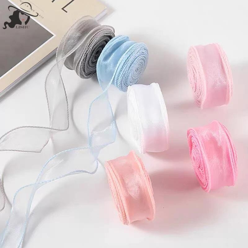 Lishu 10M Fishtail เส้นด้ายริบบิ้นสําหรับ DIY โบว์เครื่องประดับผมช่อดอกไม้ห่อของขวัญวัสดุ Wave ผ้าไหมริบบิ้นตกแต่ง th