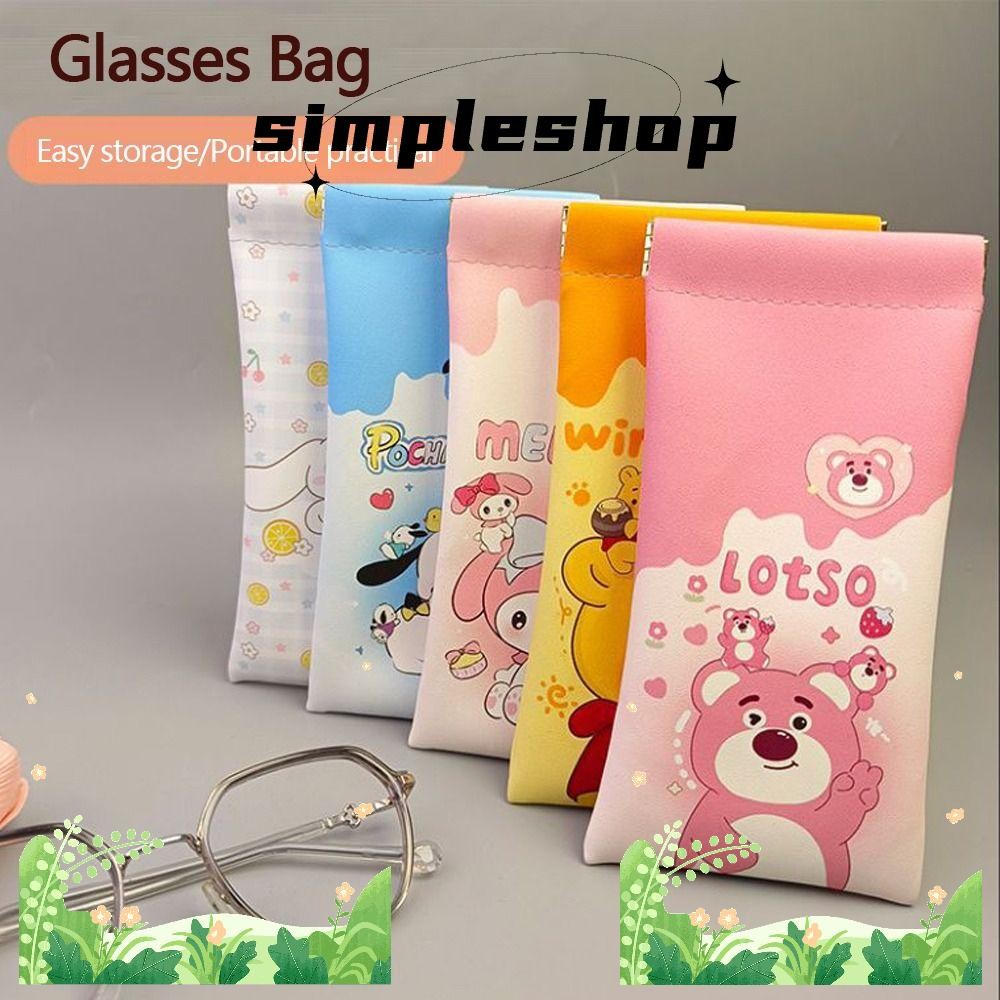 กระเป๋าใส่แว่นตา SIMPLE, กล่องใส่แว่นกันแดด Sanrio Kuromi, หนัง PU น่ารักปิดอัตโนมัติถุงเก็บป้องกันความดันสําหรับผู้ชาย