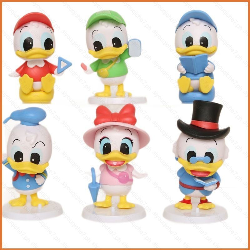 Siy7 6pcs Donald Duck Action Figure รุ่น Q Daisy Duck Donald Duck เรียนรู้ตุ๊กตาของเล่นเครื่องประดับ