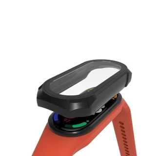 Xiaomi Mi Band 5/6/7 เคสป้องกันป้องกันการชนกันเคสพีซี + แก้วเคสป้องกันสองในหนึ่งเดียว Mi band 8 Mi band 9 /10 เคสนาฬิก