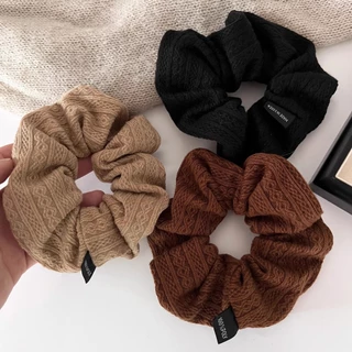 2024 Retro Wool Pattern Scrunchy Hair Tie ถัก All-Match สีทึบผม