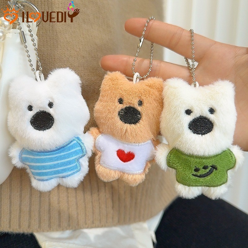 [ แนะนํา] พวงกุญแจ Plush Three Puppies Series - ตุ๊กตาจี้กระเป๋านักเรียน - เครื่องประดับแขวน - อุปกรณ์เสริมพวงกุญแจกระเป๋าเป้สะพายหลัง - เสน่ห์น่ารัก - ของขวัญวันเกิดเด็ก