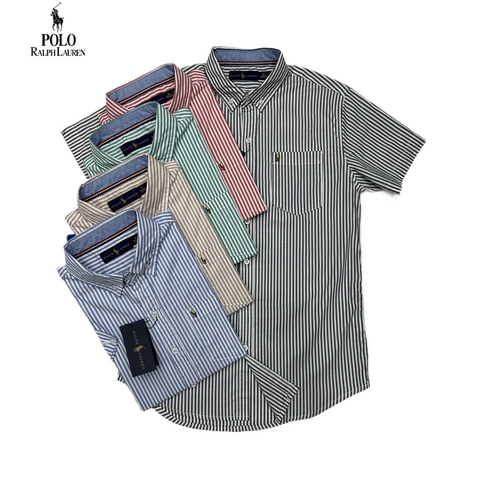 PAUL·CLUBNew Ralphs Mens Oxford Cotton Shirts Casual Slim Fit Short Sleeve Shirt