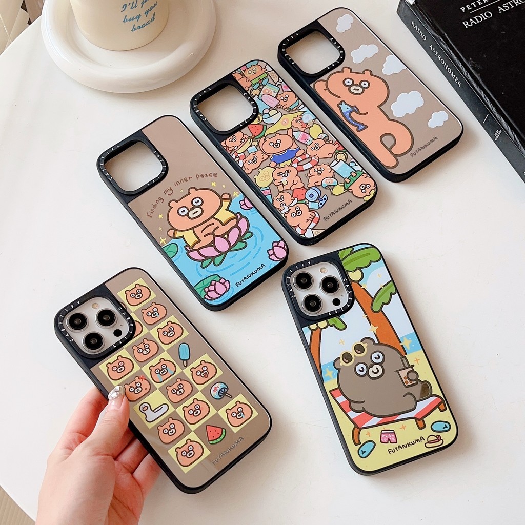 Jmperfunctoryหมีcasetifyกระจกสําหรับiphone 16 Pro max 15 Pro max 16 Pro 13 Pro max 12 14Pro 13 11 12Pro 14 Pro max 13Pro 11 14 กันกระแทกInsลมดาวเดียวกัน