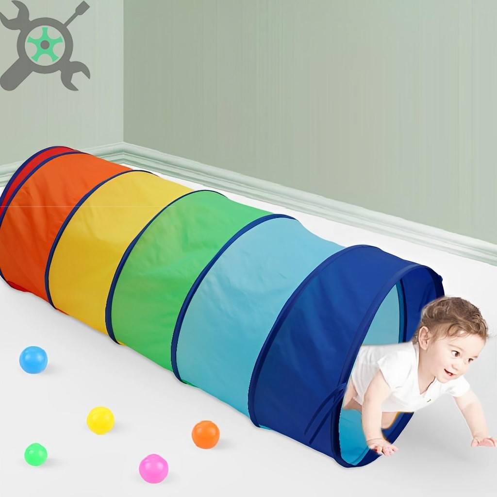 เด็กเล่นอุโมงค์สําหรับเด็กวัยหัดเดิน Pop Up Crawl Tunnel Playhouse สําหรับเด็กผู้หญิงหรือสุนัขแมวสัตว์เลี้ยง SHOPTKC2748
