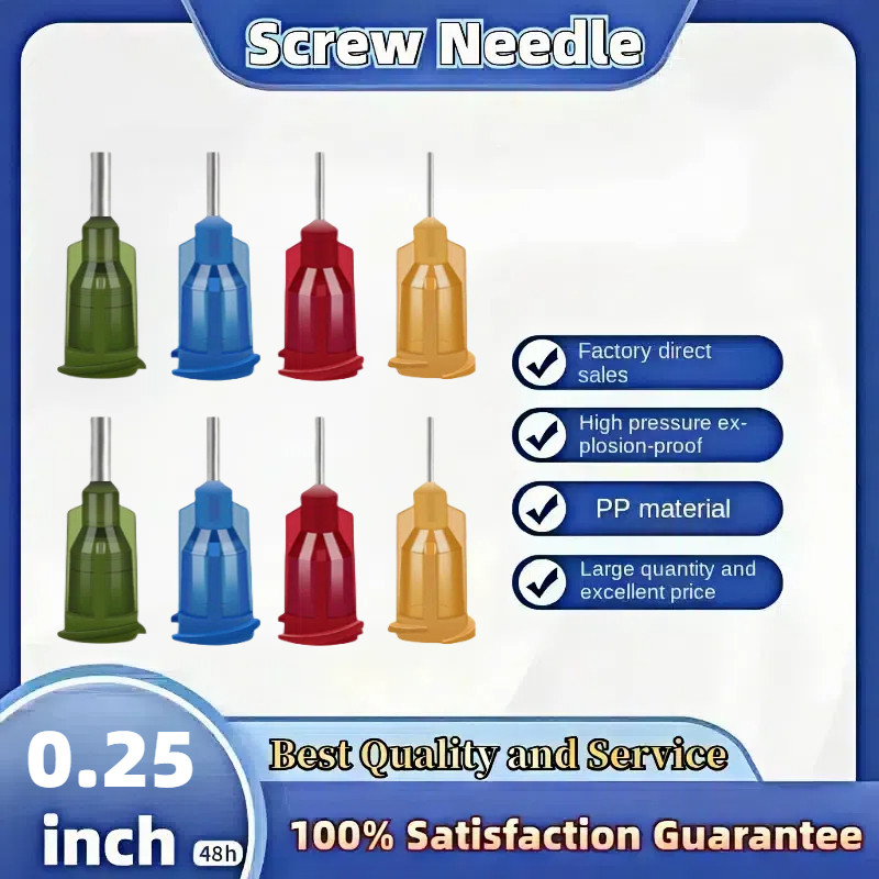 10pcs 6.5mm 0.25นิ้ว 14G-34G สกรูหัวฉีดเข็มพลาสติกเหล็ก 1/4นิ้ว หัวกาว ปลายสแตนเลส ปลายเข็ม หยอดของเหลว วัสดุสิ้นเปลือง อุปกรณ์เสริมเข็ม 14G-34G