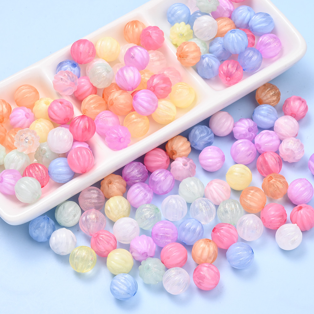 30ชิ้นเคลือบเงาฟักทองลูกปัดอะคริลิเงาผสมสีลูกปัดสําหรับทําต่างหูสร้อยข้อมือจี้หัตถกรรมอุปกรณ์