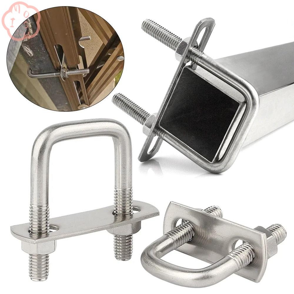 Mioshop 2 ชุดท่อ U-Clamp, เหล็กพร้อม Baffle Square Clamp, U-Bolt มุมขวา M6 Squa Bolt