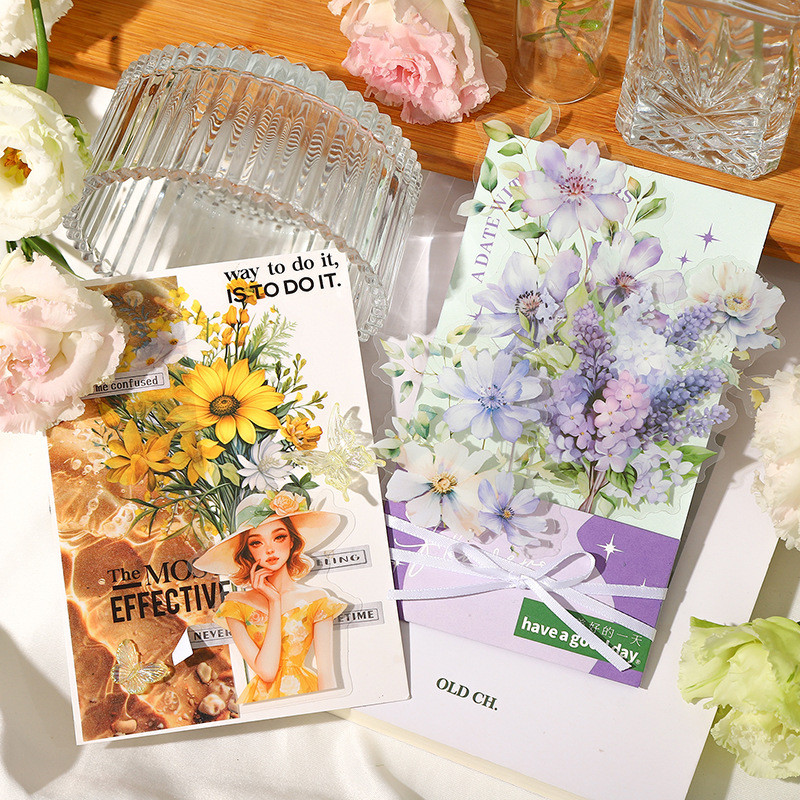 Wei 10 ชิ้น [A Date Series ดอกไม้] ความงาม Deco สติกเกอร์ PET สติกเกอร์กระดาษ Scrapbooking วัสดุสมุดภาพชุด