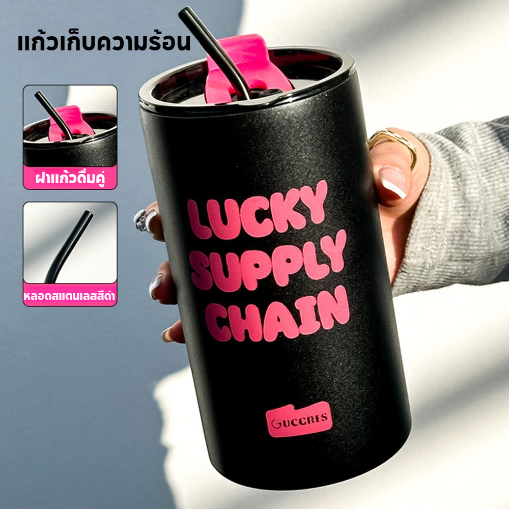 600ml Ins ถ้วยกาแฟแบบพกพา ถ้วยสแตนเลสแก้วกาแฟรถ Thermos แก้วรั่ว Travel Thermos ขวดน้ํา