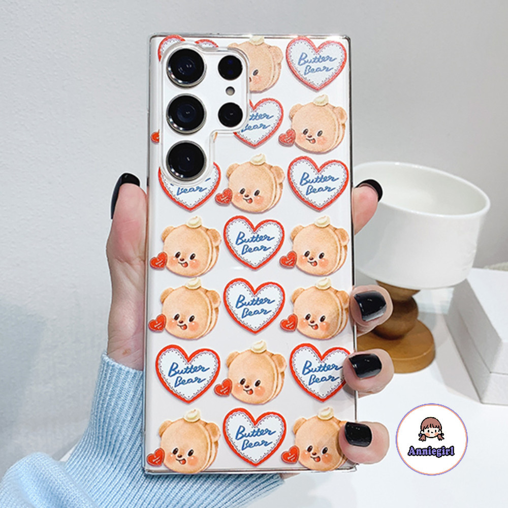 SAMSUNG น่ารักรักเนยหมีเคสโทรศัพท์สําหรับsamsung S24 S25 Ultra S23 Plus S22 S20 FE A71 A54 A53 A52S A12/M12 A04 A23 A31 ป้องกันสิ่งสกปรกนุ่มTPUโทรศัพท์ปกหลัง