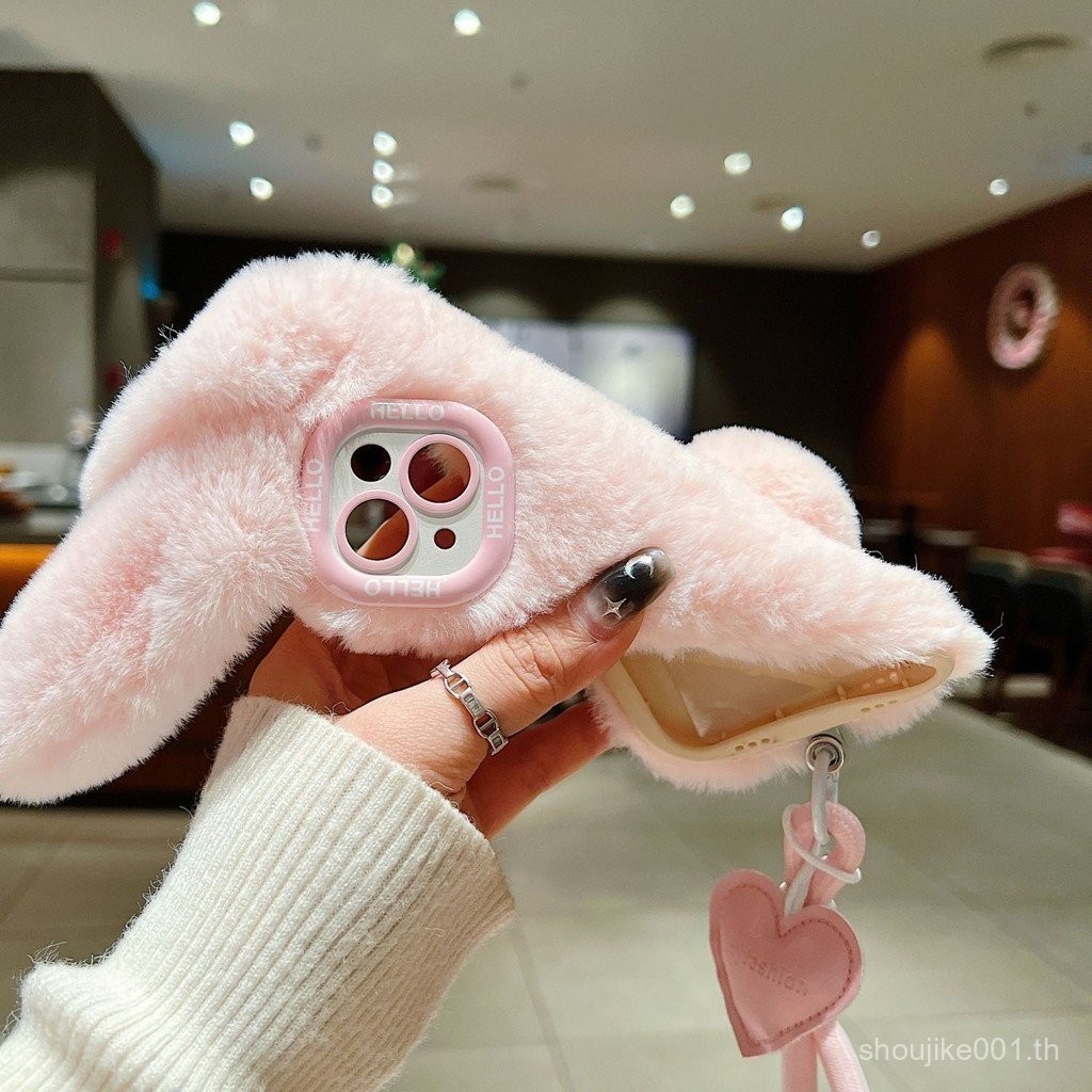 เคสมือถือตุ๊กตา14กระต่ายน่ารักหูใหญ่12เหมาะสำหรับใช้/13สไตล์ INS มูลค่าสูง iphone16promax กระต่าย1euz