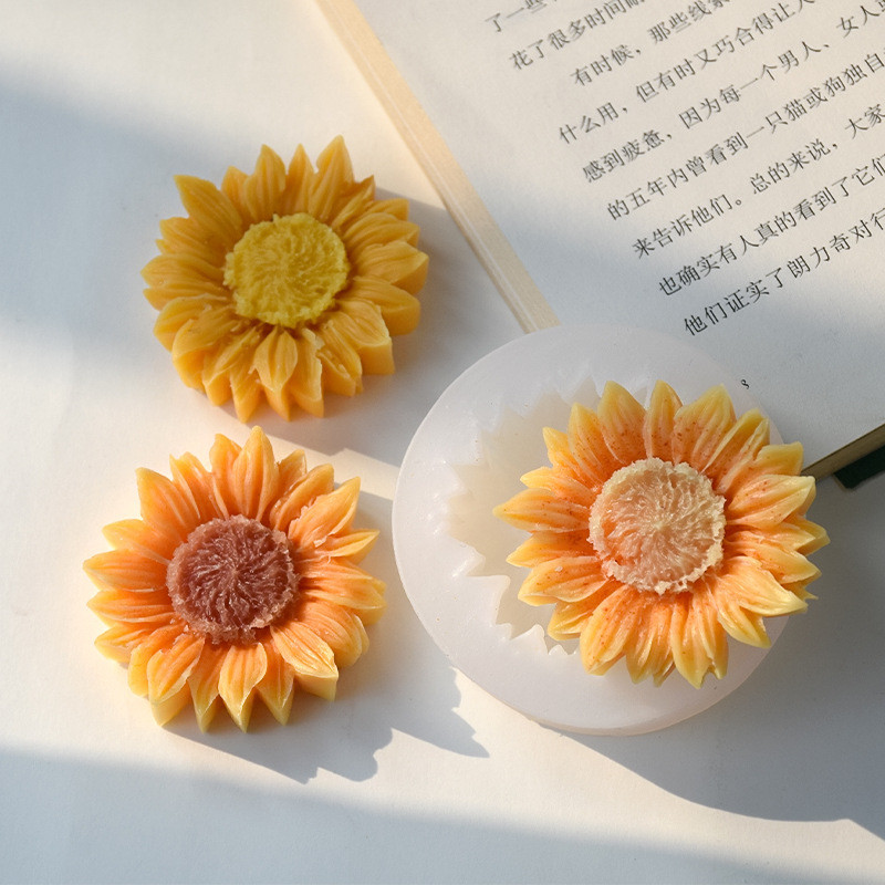 3d Sunflower Pendent แม่พิมพ์ซิลิโคนเทียนสบู่ยิปซั่มน้ํามันหอมระเหย DIY ช็อกโกแลตเค้กเบเกอรี่เครื่องมือปูนปลาสเตอร์ดินเรซิ่น Art Craft