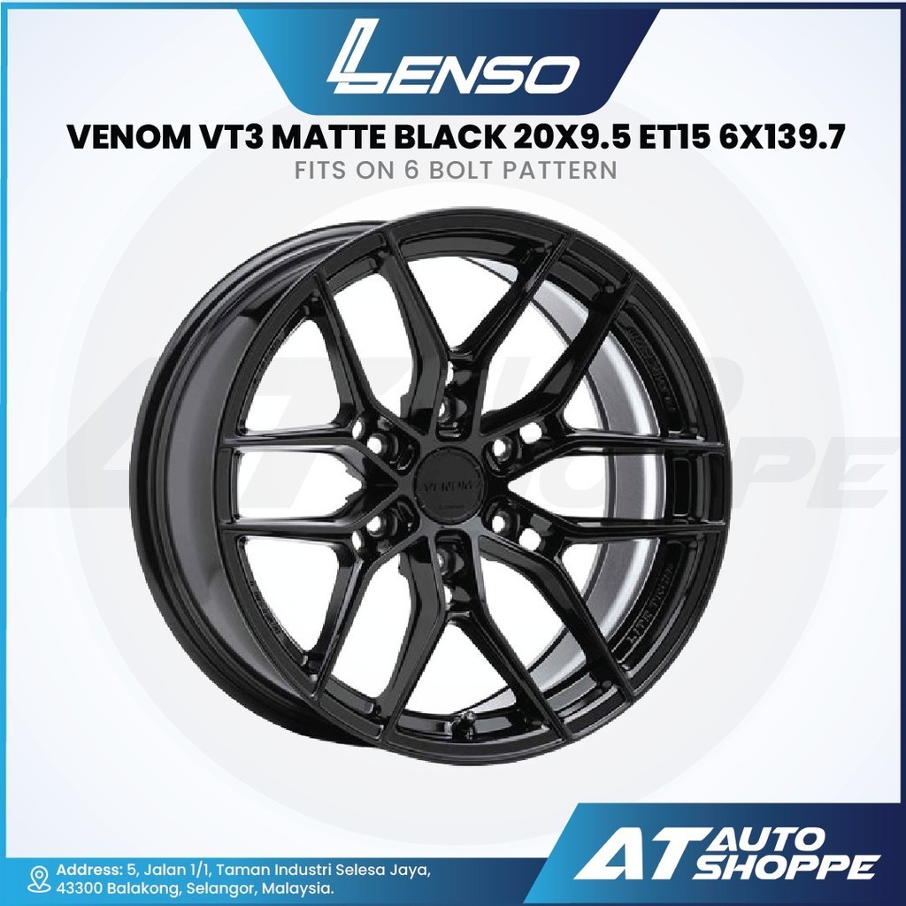 Lenso Venom VT3 Matte Black 20x9.5 ET15 6x139.7 (1 ชิ้น) ขอบ 4x4