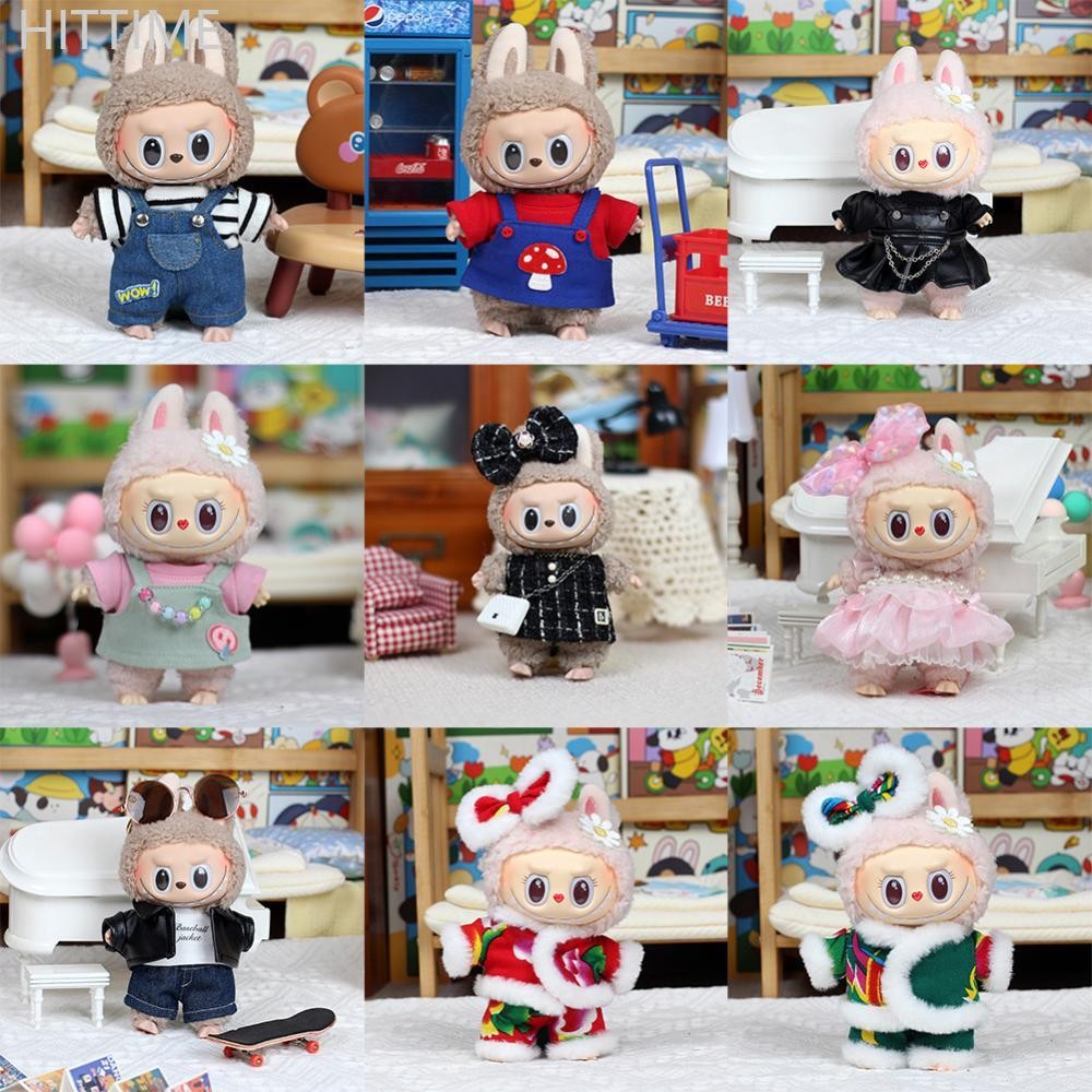 Hittime (เสื้อผ้าเท่านั้น) สําหรับ 17 ซม. Labubu ตุ๊กตาเสื้อผ้าแฟชั่น Hoodies เสื้อผ้าตุ๊กตาสี Match Hoodies ตุ๊กตาอุปกรณ์เสริมน่ารักผ้าเล็กๆ N7U6