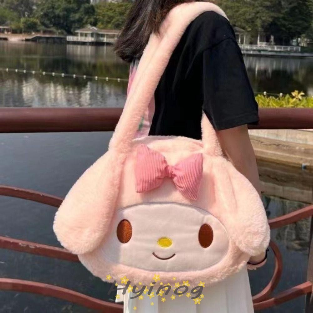 Hyinog Sanrio Plush กระเป๋าสะพาย, กระเป๋าถือตุ๊กตา Kuromi Cinnamoroll, แฟชั่น Melody Messenger กระเป๋าหญิง