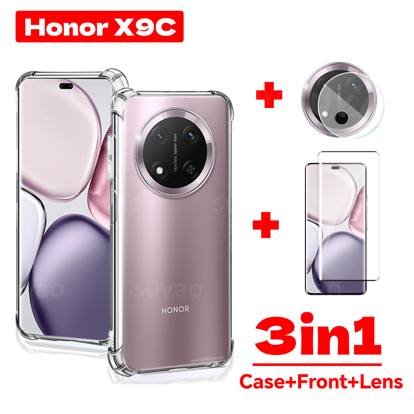 สําหรับ Honor X9C X9 C สมาร์ท 2024 3in1 เคสโทรศัพท์ปลอกโปร่งใส HonorX9C X8C X7C X6C X9B กันกระแทก So