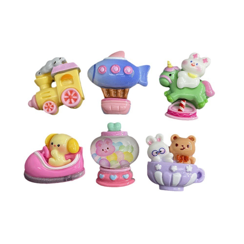 [4 @] สําหรับ Jibbitz Crocs Amusement Park ชุดของเล่นการ์ตูนเรซิ่นเครื่องประดับ diy เคสโทรศัพท์ครีมกาว Handmade กิ๊บติดผมขนาดเล็ก Patch FP