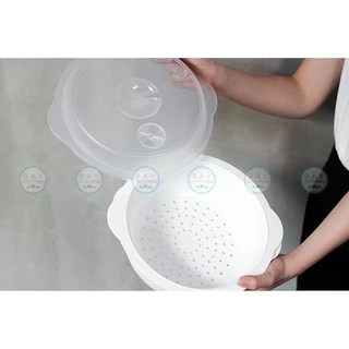 Micronware ชามนึ่งและฝาอุ่นอาหารไมโครเวฟ 2200 มล รหัส 5096 ชามไมโครเวฟ ถาดอุ่นไมโครเวฟพร้อมฝา Super lock