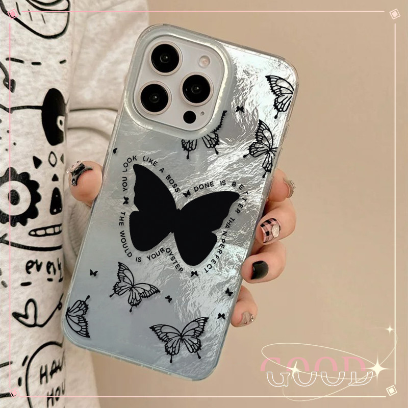 GOOD จากประเทศไทย ซิลเวอร์โฟลว์ Vortex ใช้กับ เคสไอโฟน IPHONE 16 11 12 13 14 15 PRO MAX 14PLUS/15PLUS โบว์ ผีเสื้อ