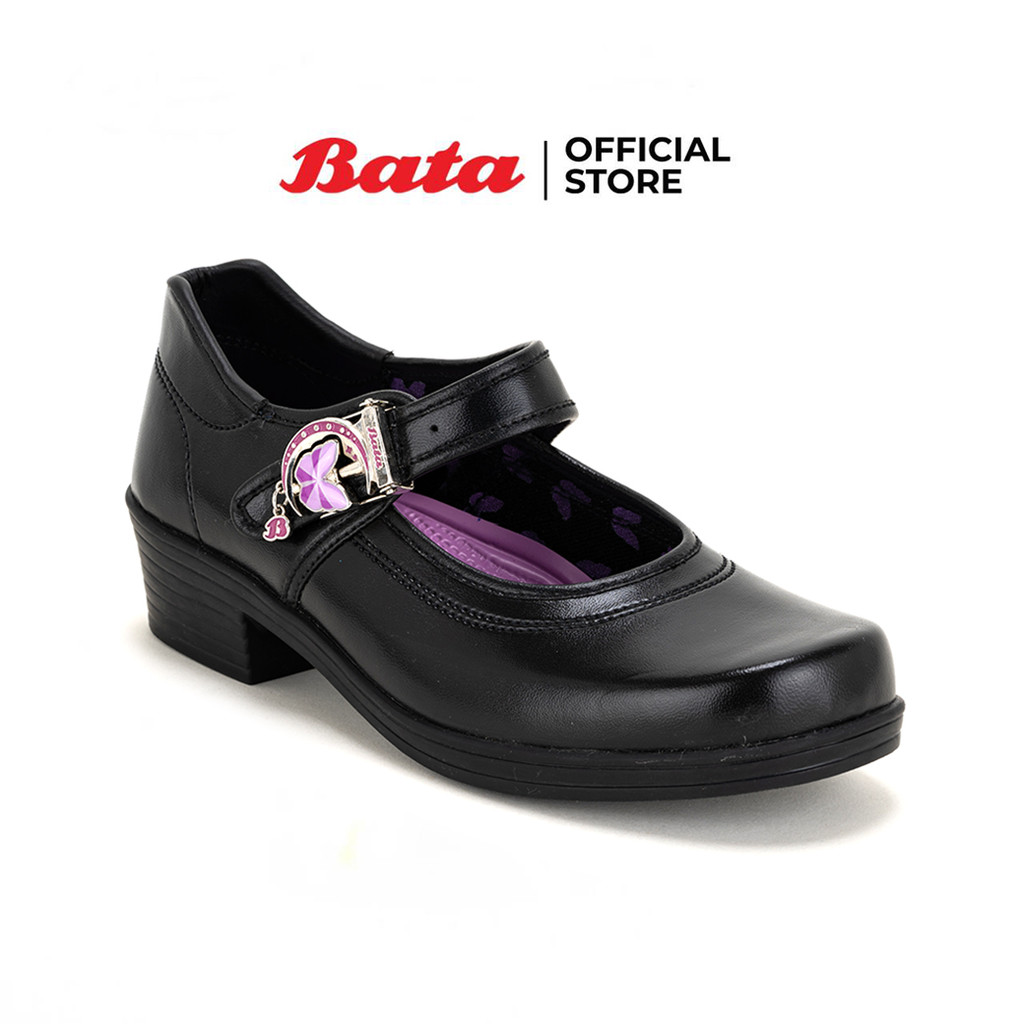 Bata บาจา รองเท้านักเรียนคัทชู สำหรับเด็กผู้หญิง สูง 1.5 นิ้ว รุ่น B-Butterfly High Heel สีดำ รหัส 4416615