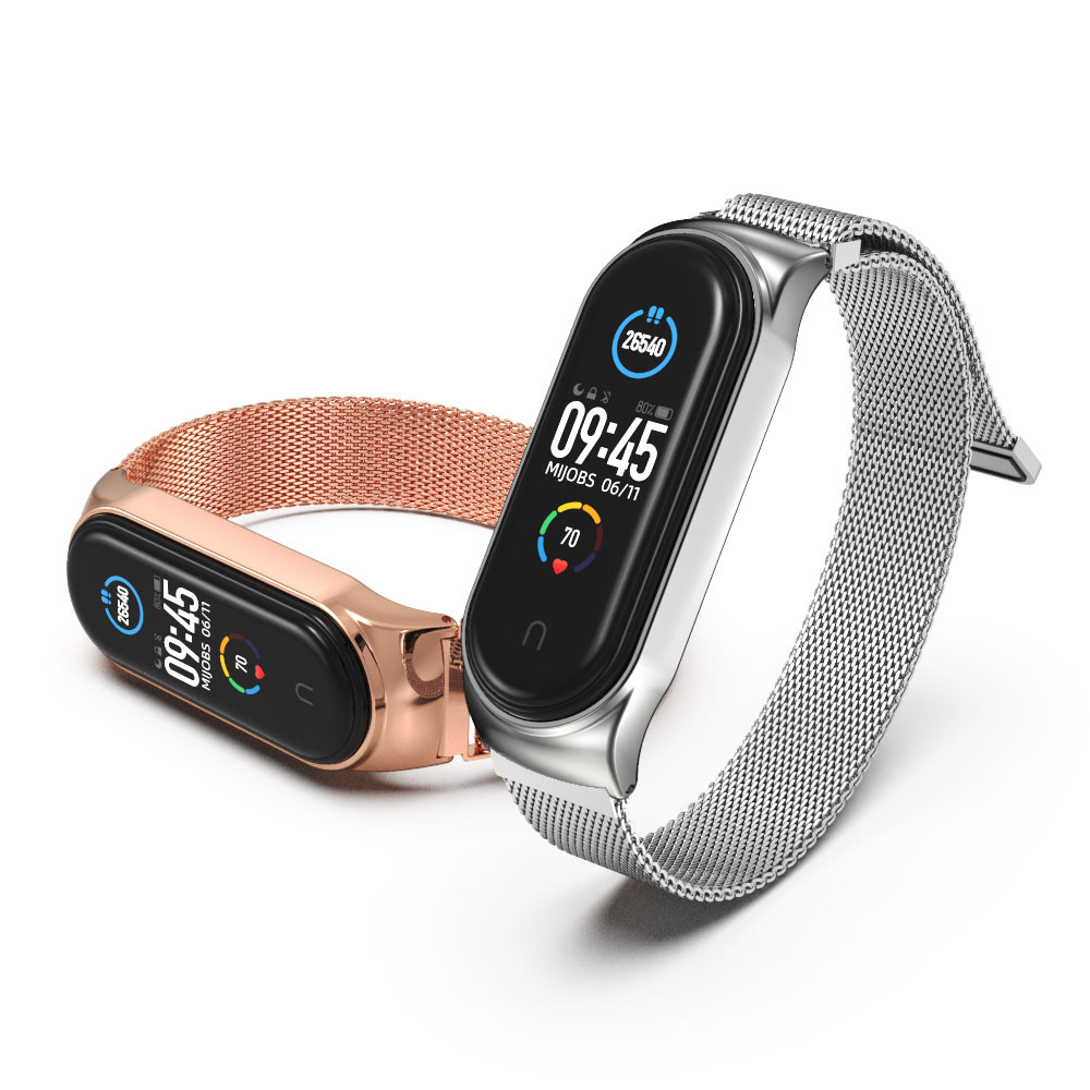 MIJOBS for Xiaomi Mi Band 10 9 8 7 6 5 มิโจบส์ สายแม่เหล็กสําหรับ ไมล์ วงดนตรี สแตนเลส ชาวมิลาน สายนาฬิกาโลหะป้องกันกรณีผู้ชายผู้หญิงเปลี่ยนอุป