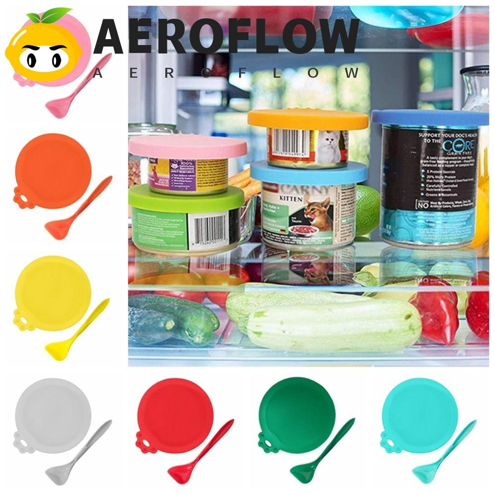 Aeroflow ฝาปิดกระป๋องสัตว์เลี้ยง ซิลิโคนอ่อนนุ่ม 3-in-1 ใช้ซ้ําได้ ลายการ์ตูน สําหรับอาหารแมวและสัตว์เลี้ยง