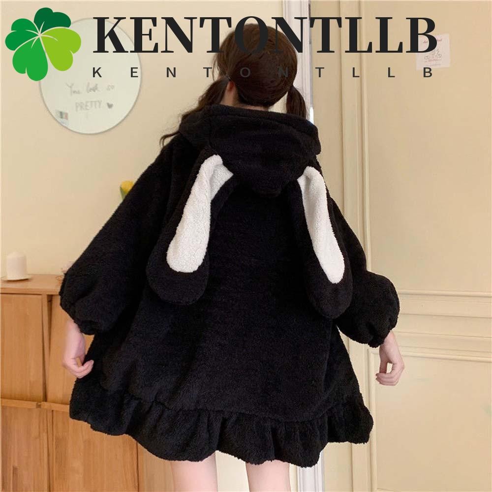 Kentontllb เสื้อผู้หญิง, Plush Kawaii กระต่ายหู Hoodies, Zip-up การ์ตูนชุดนอน Harajuku Bunny แขนยาว 