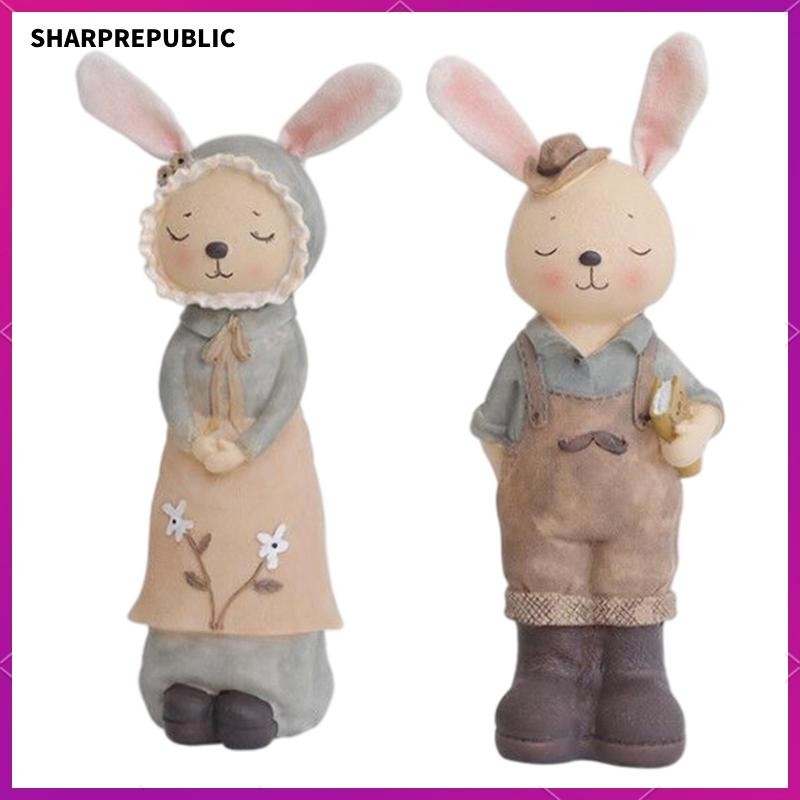 [Sharprepublic] รูปปั้นสร้างสรรค์หัตถกรรมตุ๊กตาเครื่องประดับอีสเตอร์กระต่ายสัตว์ประติมากรรมสําหรับงานแต่งงานรูปแบบของขวัญ Home Office Decor