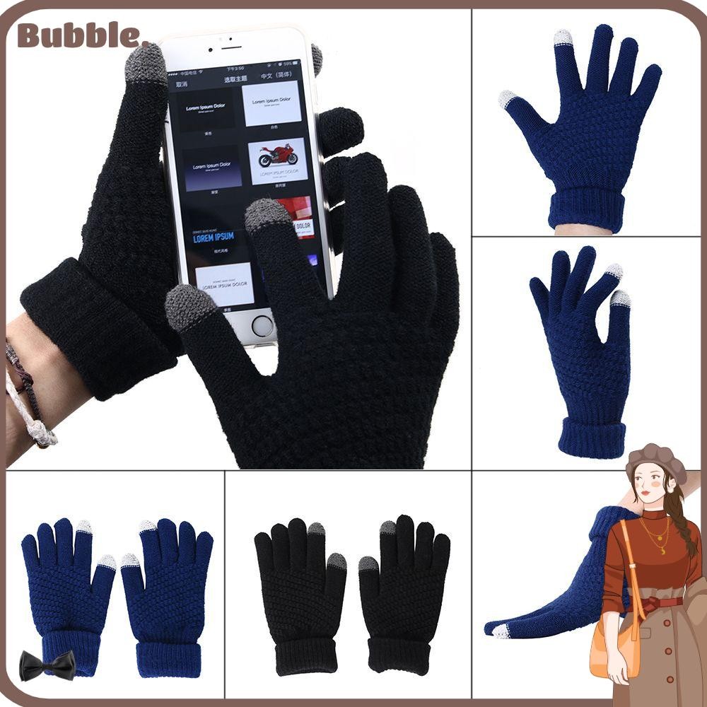 ฟอง ถุงมือขนสัตว์ ของขวัญ ข้อมือมือ ถักฤดูหนาว