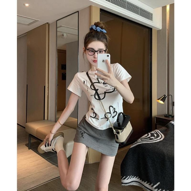 Anata เสื้อครอป HOT GIRL T-shirt ลายทั้งหมด ขนาด S-XL สำหรับผู้หญิง - Lady, Women
