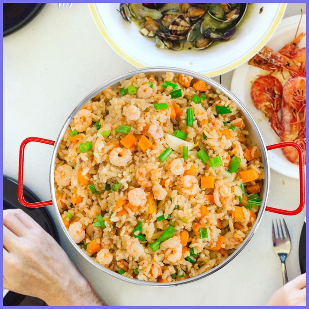 กระทะทําอาหารทนทานสเปน Paella Pan Saucepan ซุปหม้อร้อน Stockpot กระทะขนาดใหญ่สําหรับ Induction Hobs 
