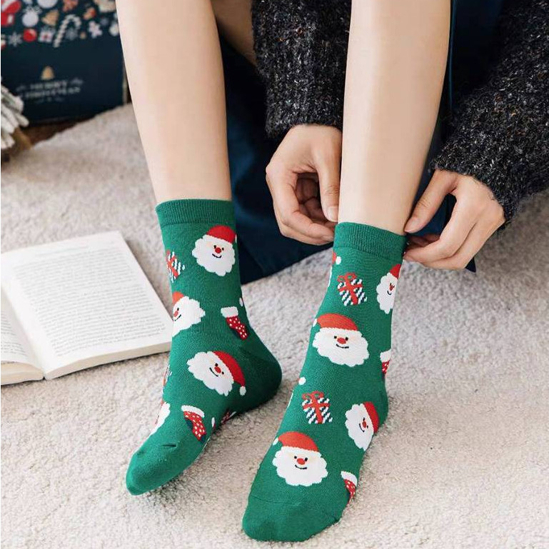 1คู่/5คู่ ถุงเท้าข้อยาว การ์ตูนคริสต์มาส น่ารักๆ ถุงเท้าซานตาคลอส สโนว์แมน ต้อนรับเทศกาล พร้อมส่ง - รูปที่ 6